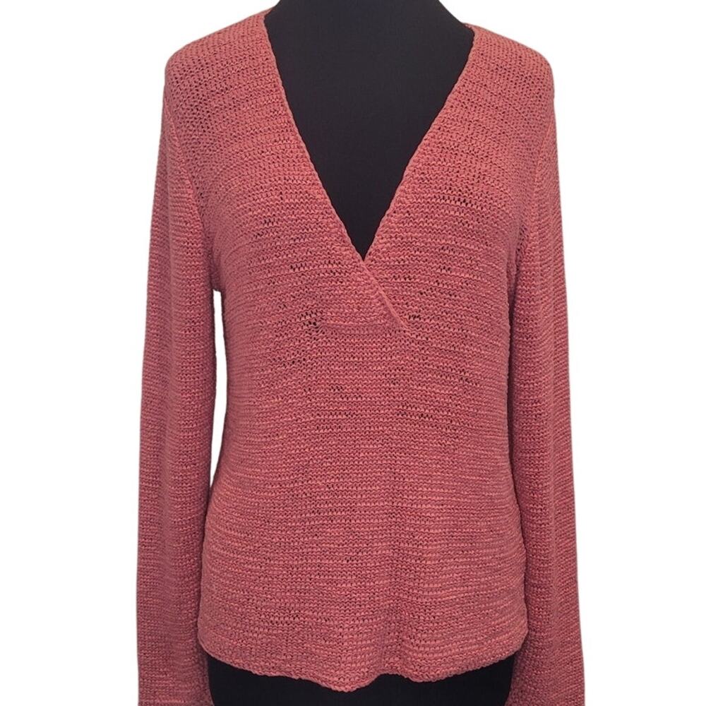 Eileen Fisher Waffle Knit Sweater Coral Pink M